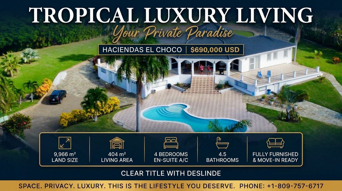 Villa mit 4 Schlafzimmern auf 9.966m² Grundstück zwischen Sosua & Cabarete